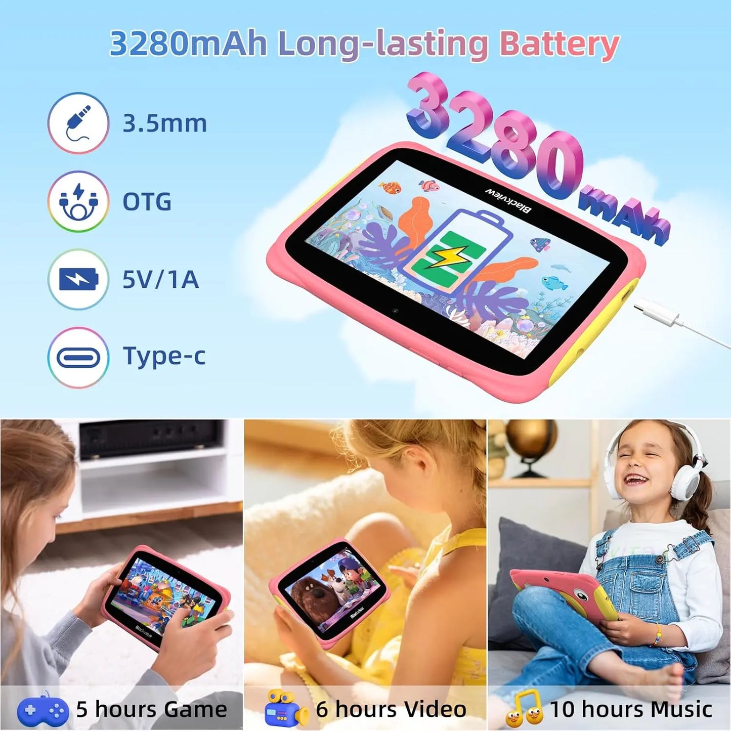 Blackview Tab3Kids 7" Kids Tablet – Android 13, 4GB+32GB, Parental Control Toyz N Tingz