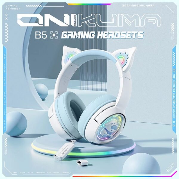 ONIKUMA B5 Cat Ear Wireless Gaming Headset (KUKU Rabbit)