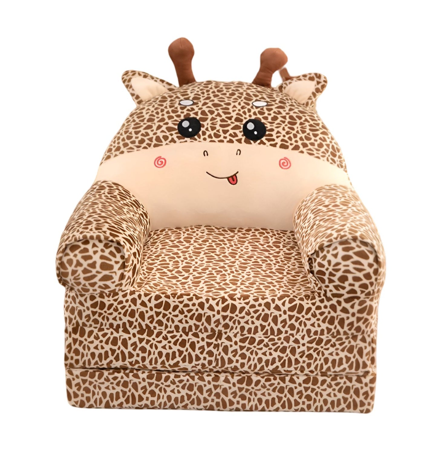 Kids Foldable Giraffe Sofa – Soft Plush Toddler Couch / Convertible Play Sofa