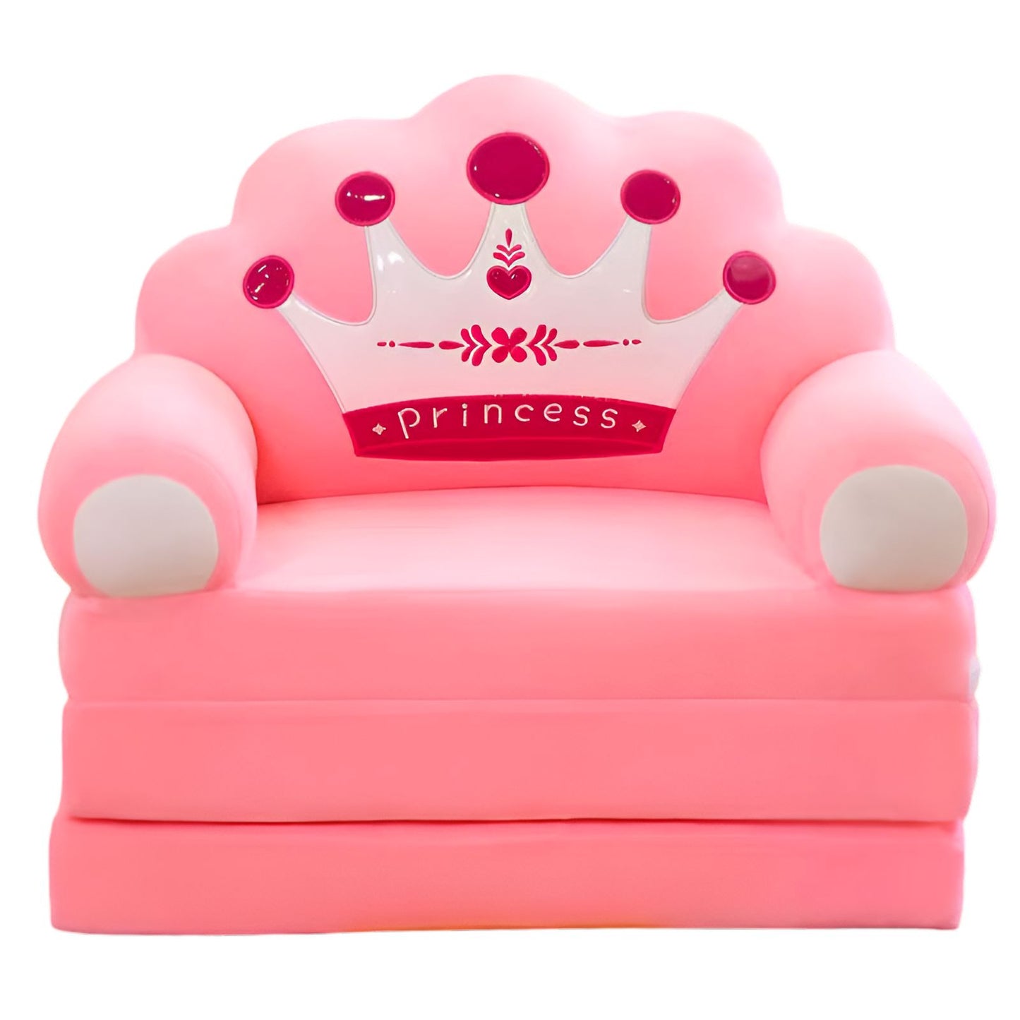 Kids Foldable princess Sofa – Soft Plush Toddler Couch / Convertible Play Sofa