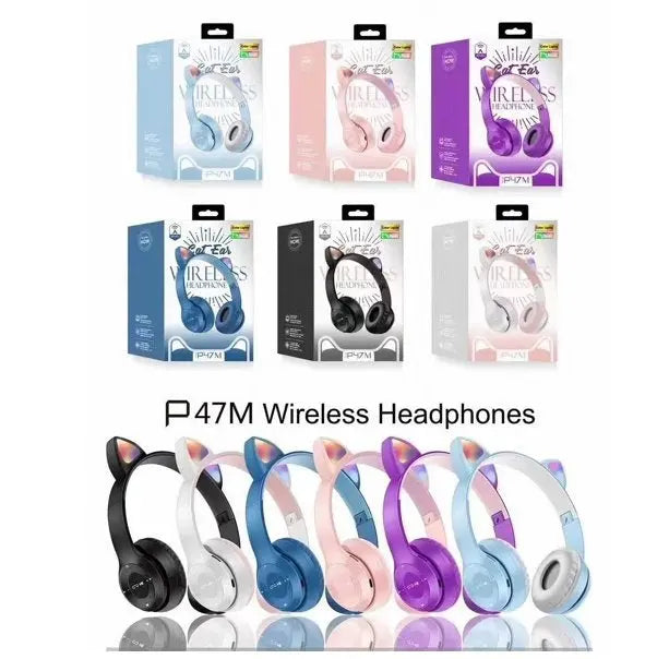 Cat Ears Bluetooth Headphones Wireless LED RGB Light Up Toyz N Tingz