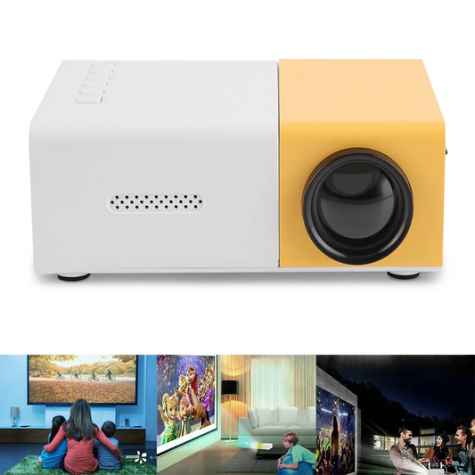 Portable LED LCD Video Projector (White & Yellow), P Concepts Mini Home & Kids Projector
