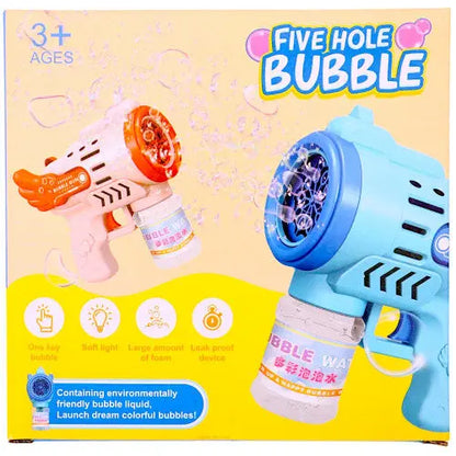 TOY BUBBLE GUN FIVE HOLE W/BUBBLES Toyz N Tingz