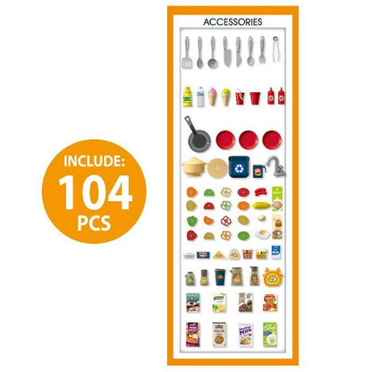 Kids’ 104-Piece Educational Kitchen Playset – Lights, Sounds & Water Sink