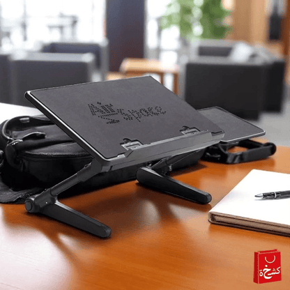 Air Space Adjustable Laptop Table Desk – Foldable Stand with Cooling Fan & Mouse Tray