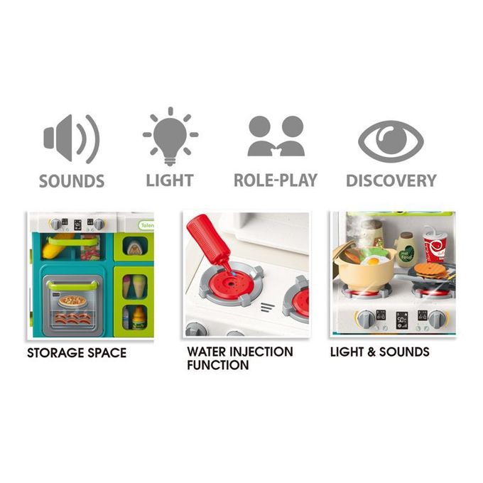 Kids’ 104-Piece Educational Kitchen Playset – Lights, Sounds & Water Sink