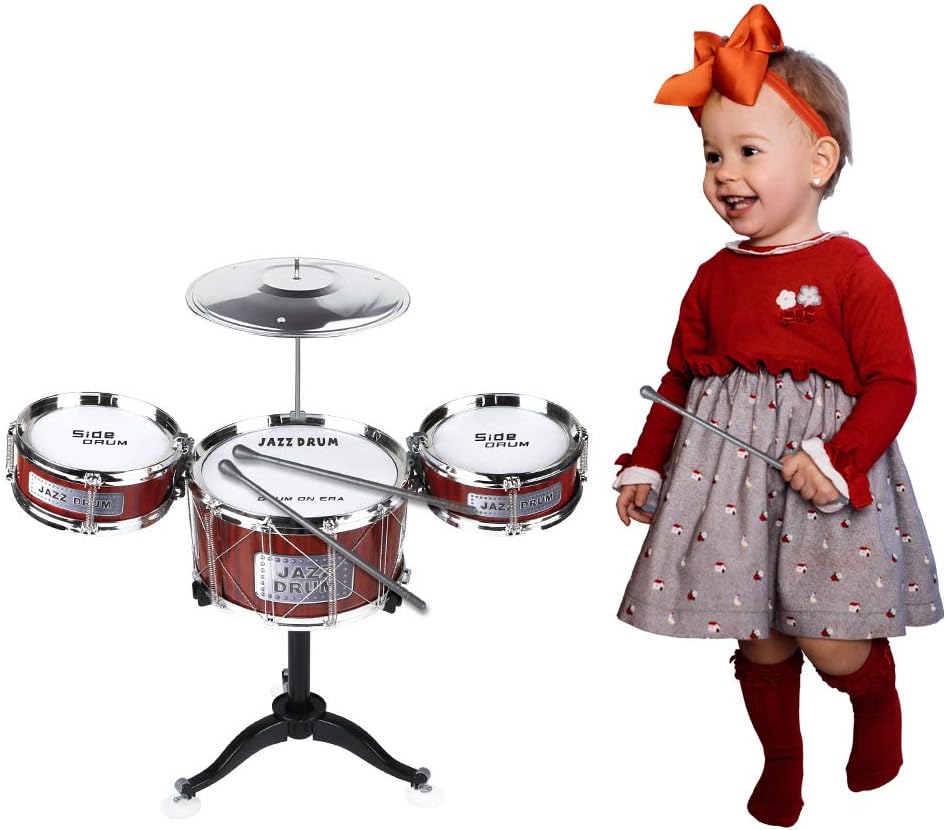 Jazz Drum Set Toy for Kids 1–6 Years – Plastic Drum Kit with Cymbal & Drumsticks