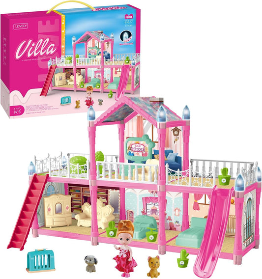 Balakaka Princess Castle Dollhouse – Fully Furnished Creative Playset (Ages 3+)