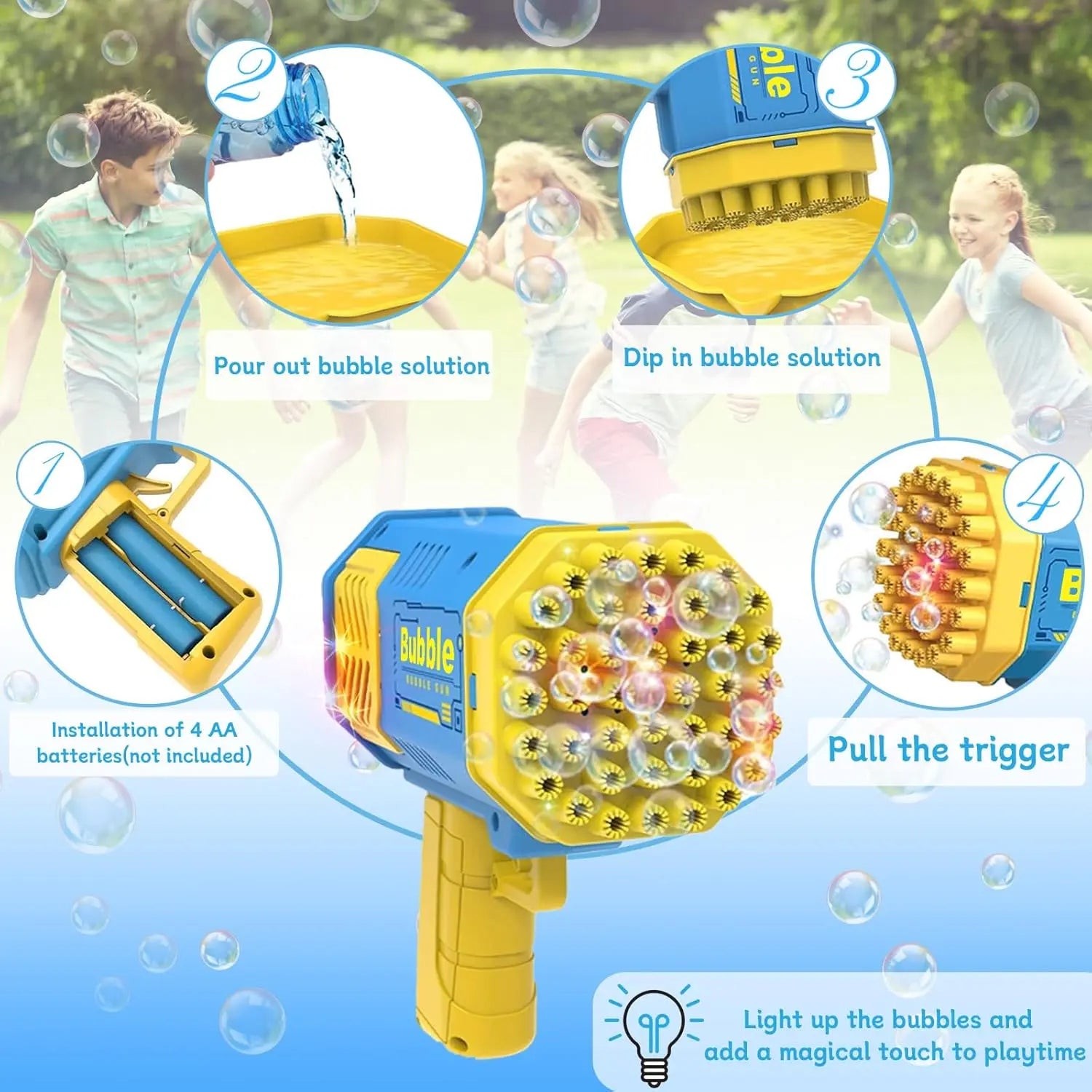 Kids Bubble Gun – Five-Hole Toyz N Tingz