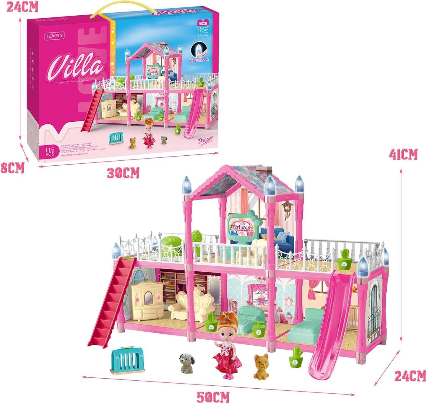 Balakaka Princess Castle Dollhouse – Fully Furnished Creative Playset (Ages 3+)