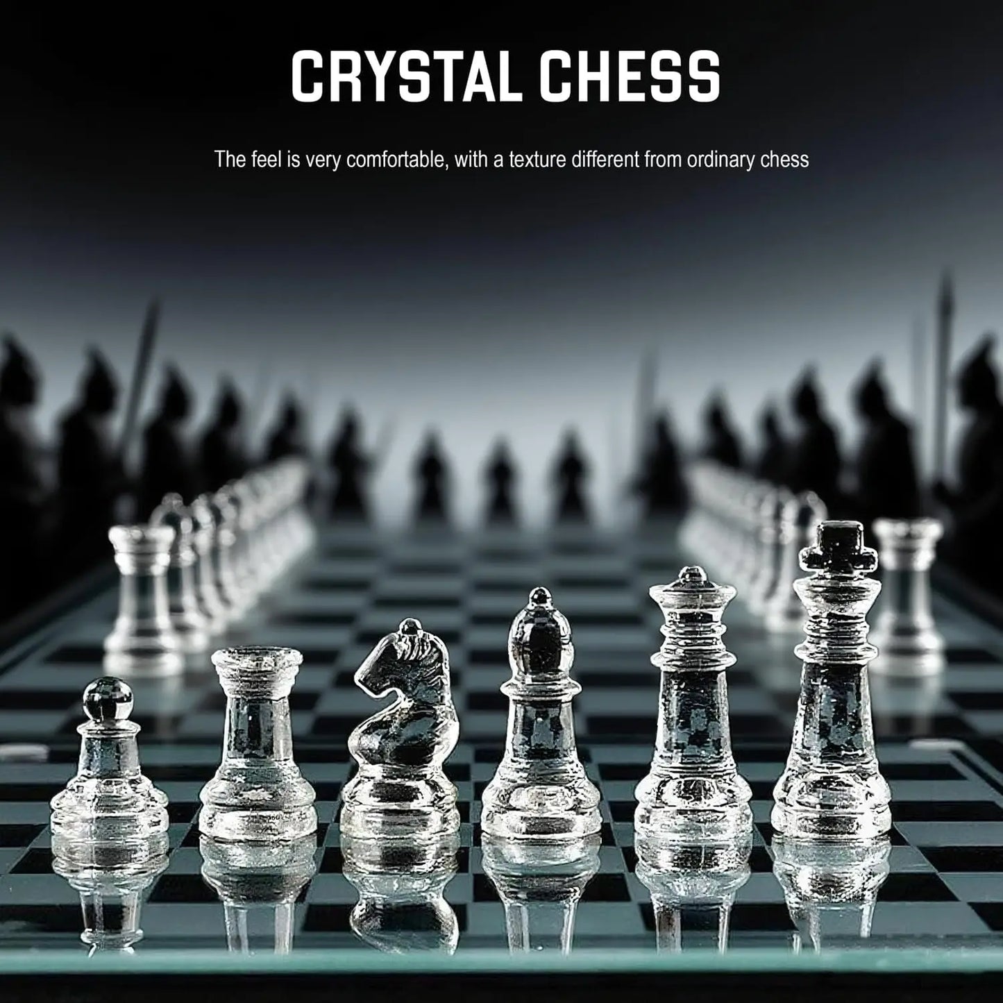Glass Chess Set – Solid Glass Pieces & Crystal Mirror Board (10-inch) Toyz N Tingz