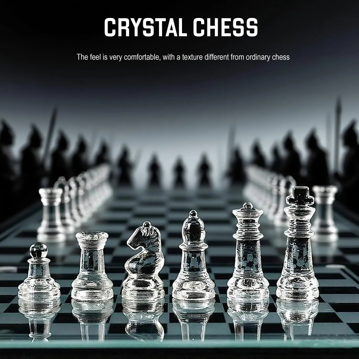 Glass Chess Set – Solid Glass Pieces & Crystal Mirror Board (10-inch) Toyz N Tingz