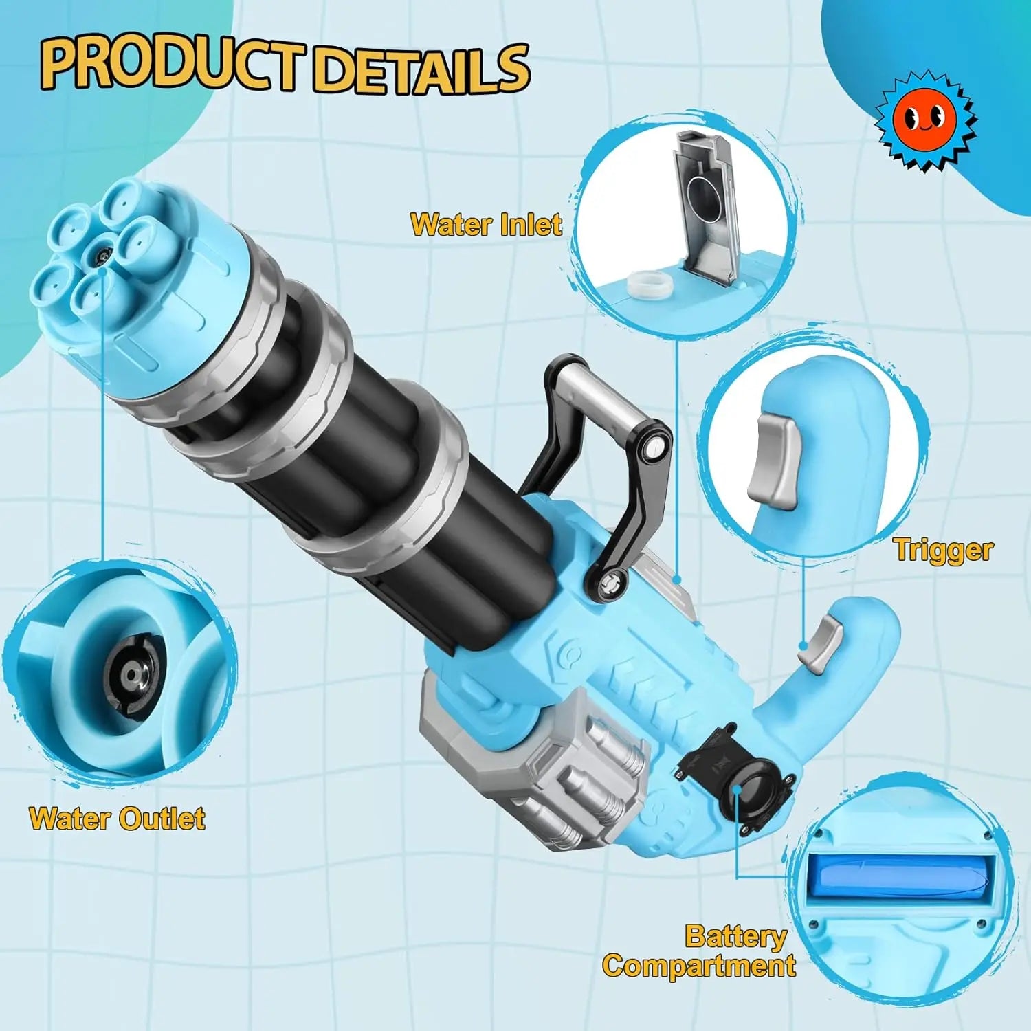 High-Power Electric Water Gun – Long Range 32ft Motorized Soaker (Blue) Toyz N Tingz