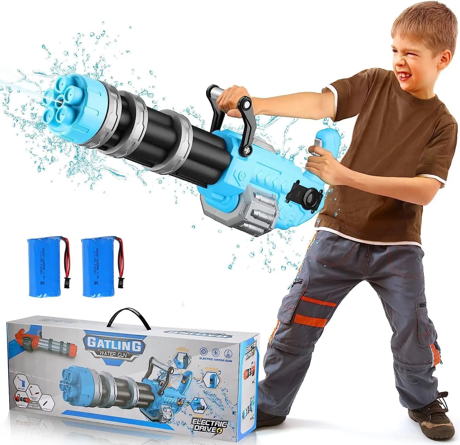High-Power Electric Water Gun – Long Range 32ft Motorized Soaker (Blue) Toyz N Tingz