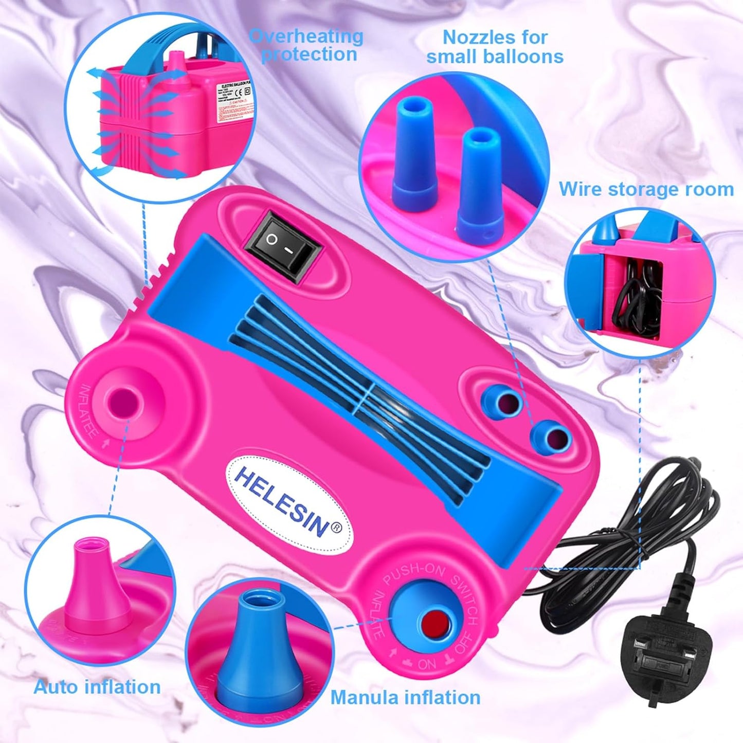 Electric Balloon Pump, 600W Balloon Inflator with 7 Accessories