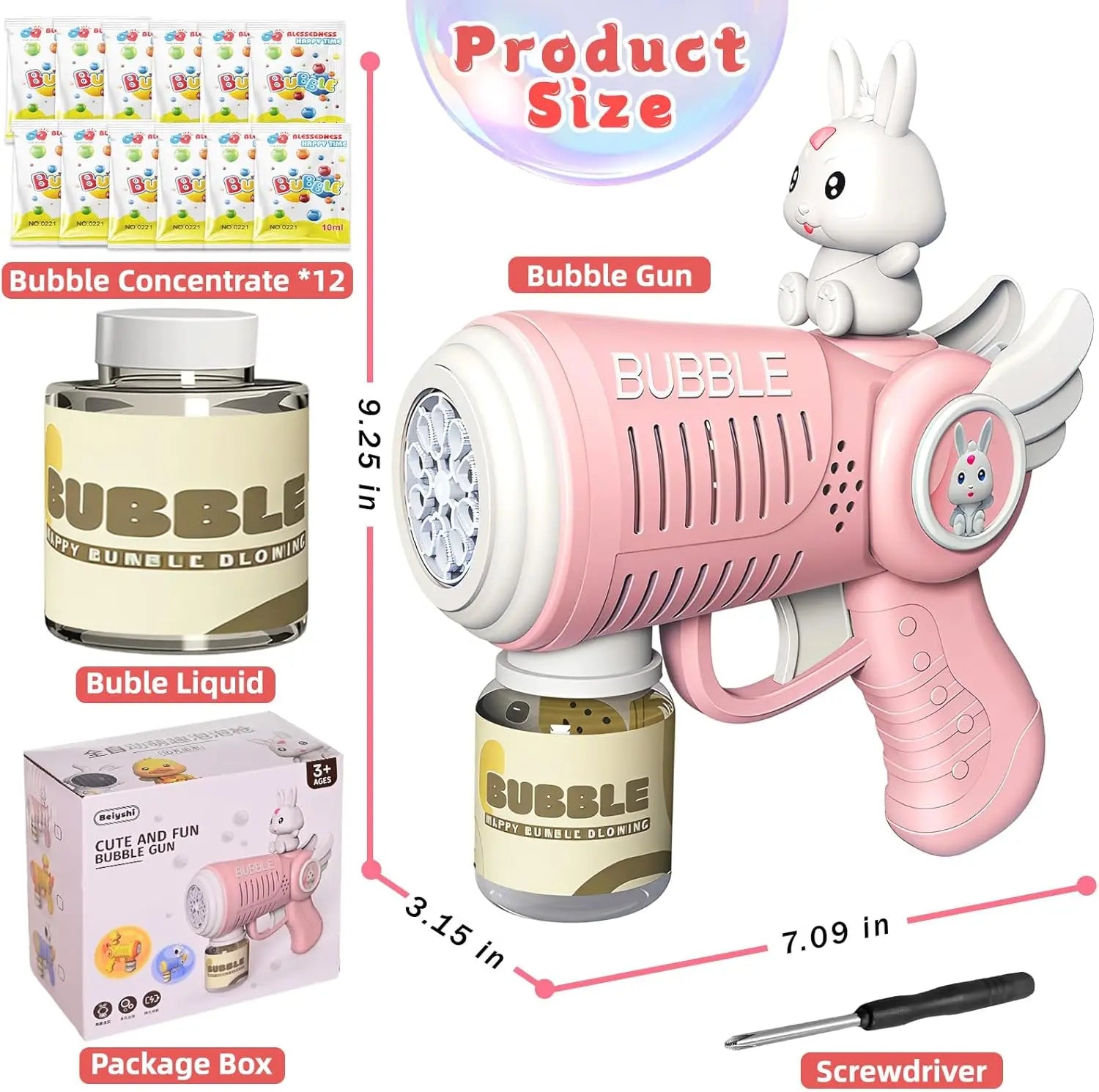 LED Bubble Gun Set with Bubble Solution – Automatic Bubble Machine for Kids (3–8 Years) Toyz N Tingz