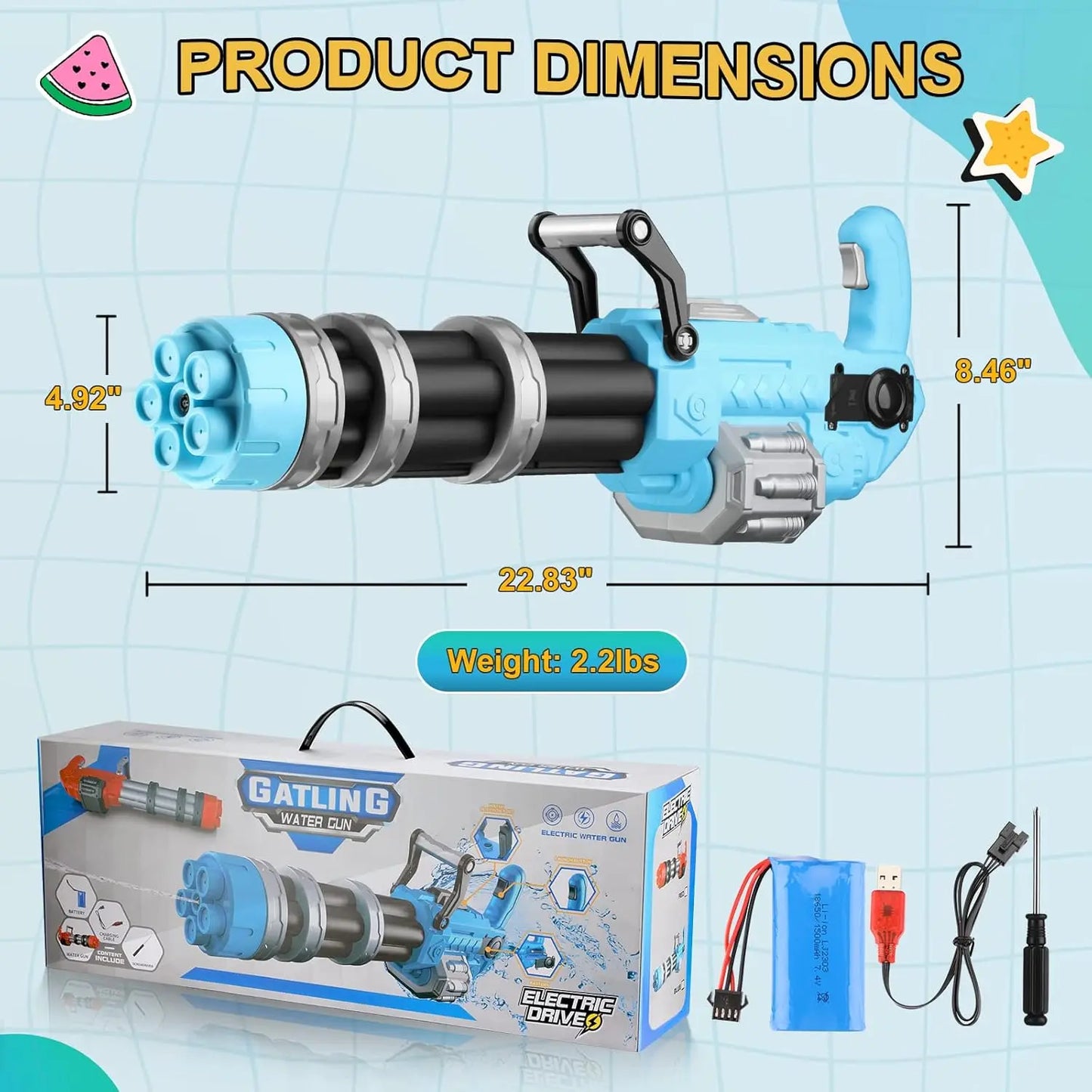 High-Power Electric Water Gun – Long Range 32ft Motorized Soaker (Blue) Toyz N Tingz