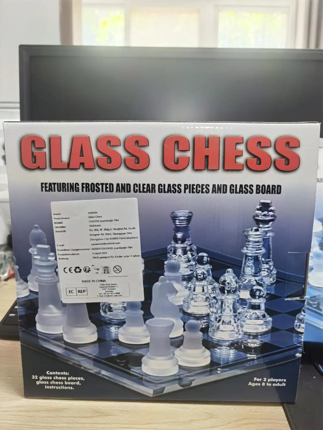 Glass Chess Set – Solid Glass Pieces & Crystal Mirror Board (10-inch) Toyz N Tingz