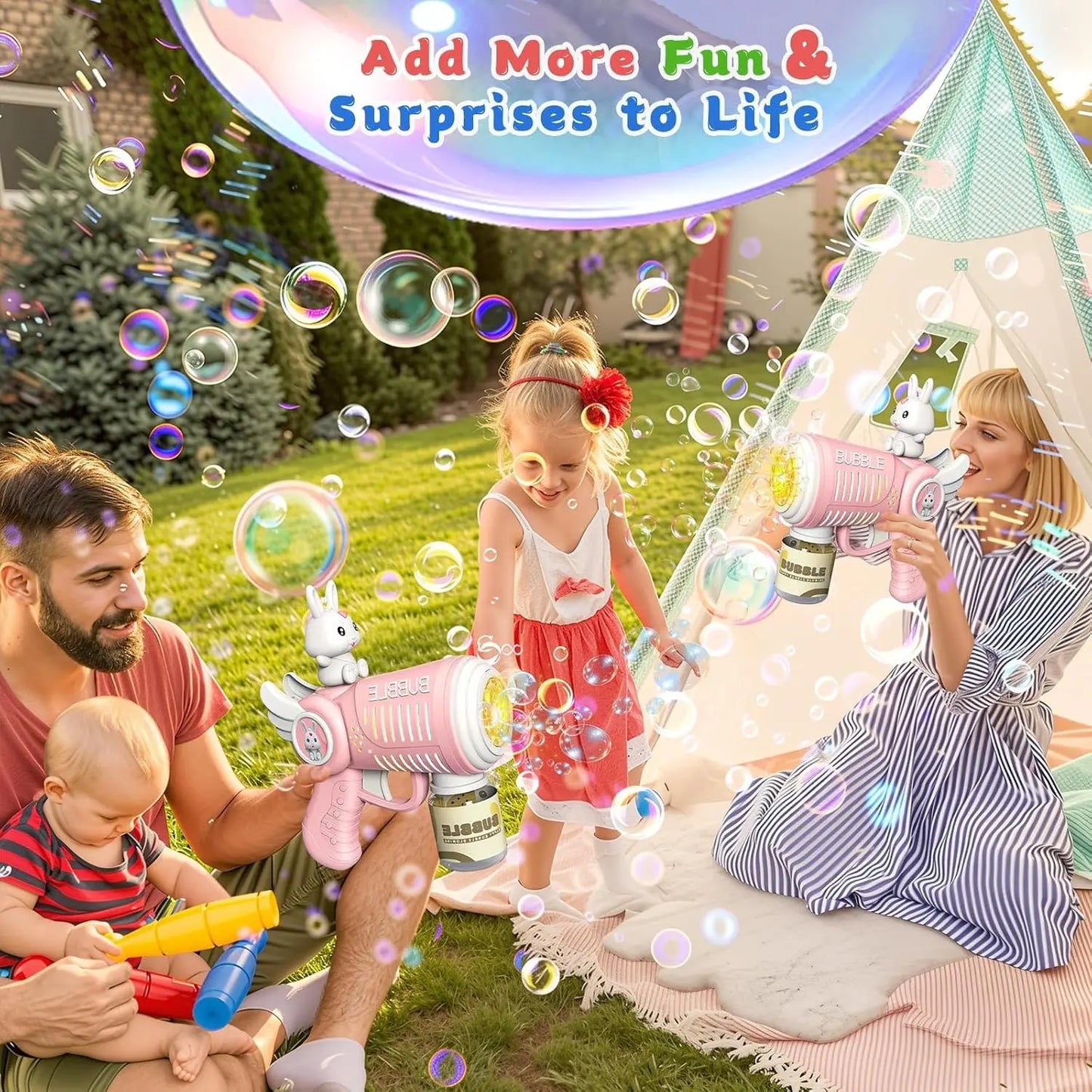 LED Bubble Gun Set with Bubble Solution – Automatic Bubble Machine for Kids (3–8 Years) Toyz N Tingz