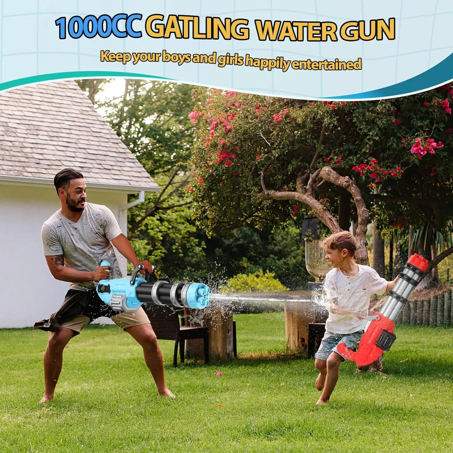 High-Power Electric Water Gun – Long Range 32ft Motorized Soaker (Blue) Toyz N Tingz