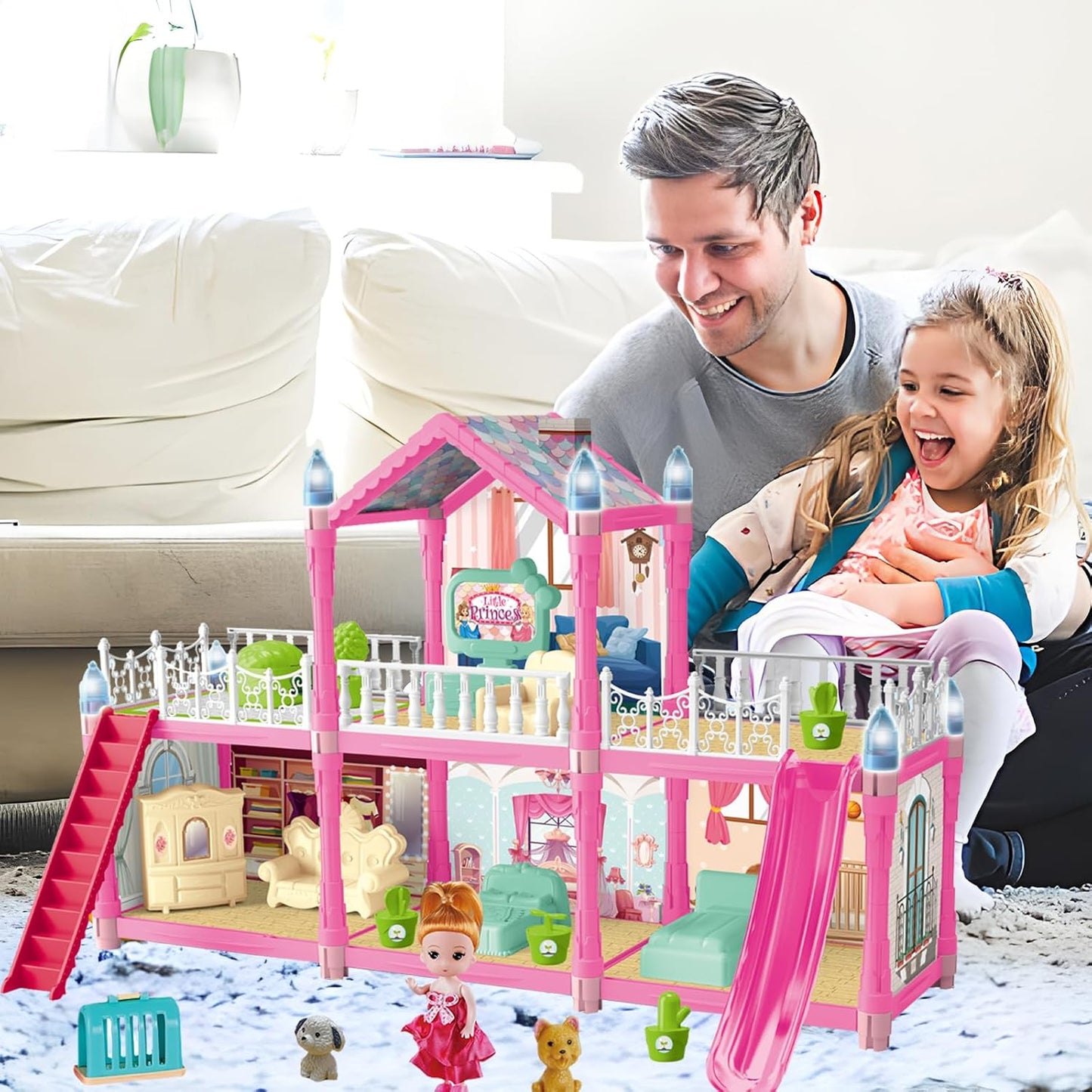 Balakaka Princess Castle Dollhouse – Fully Furnished Creative Playset (Ages 3+)