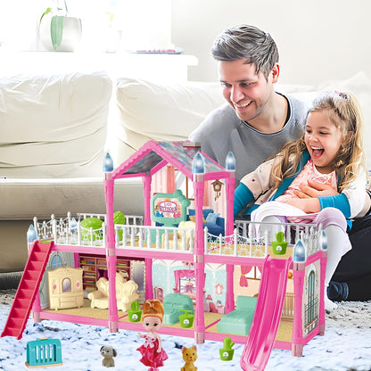 Balakaka Princess Castle Dollhouse – Fully Furnished Creative Playset (Ages 3+)