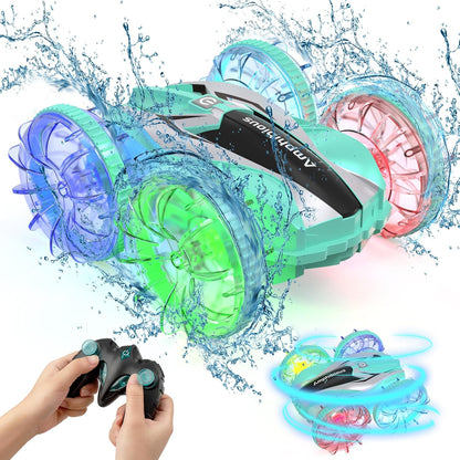 Waterproof Amphibious RC Stunt Car – 4WD, 360° Spins, Flips, Adjustable Speed & Rechargeable Batteries