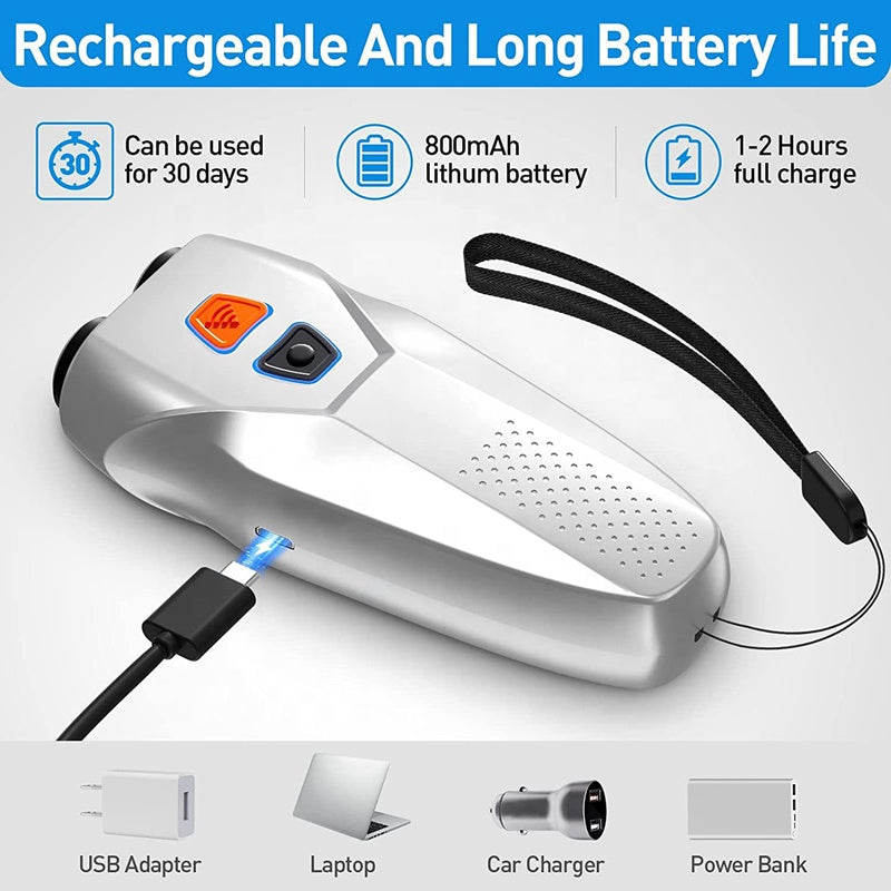 Rechargeable Anti-Barking Device for Dogs – Dual Sensor Training with LED Flashlight (Up to 10m)