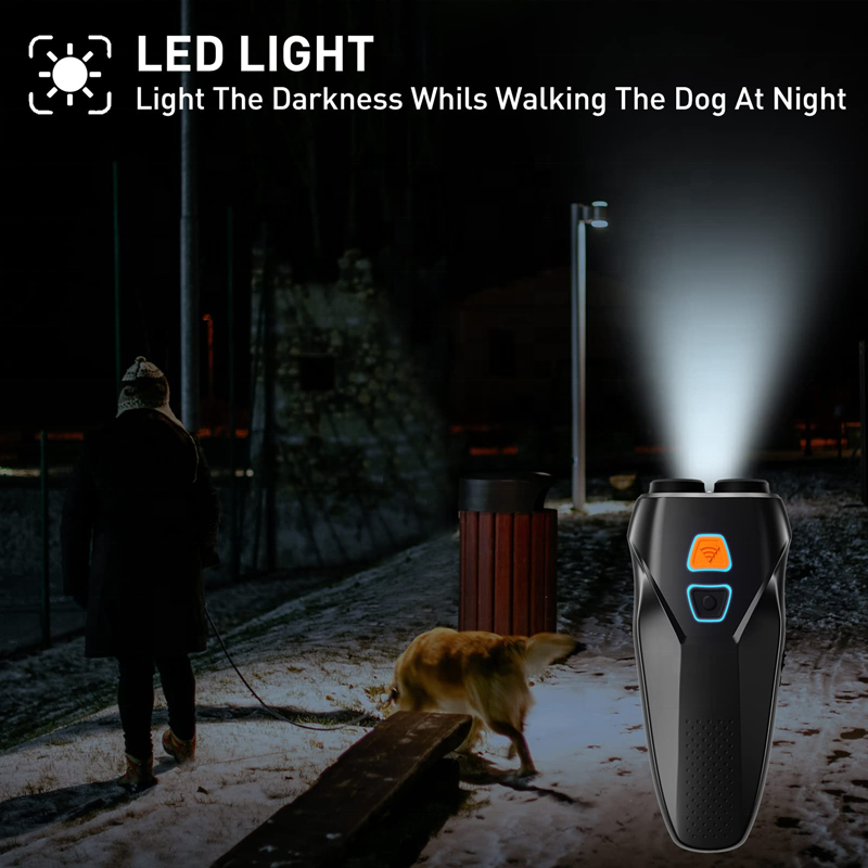 Rechargeable Anti-Barking Device for Dogs – Dual Sensor Training with LED Flashlight (Up to 10m)