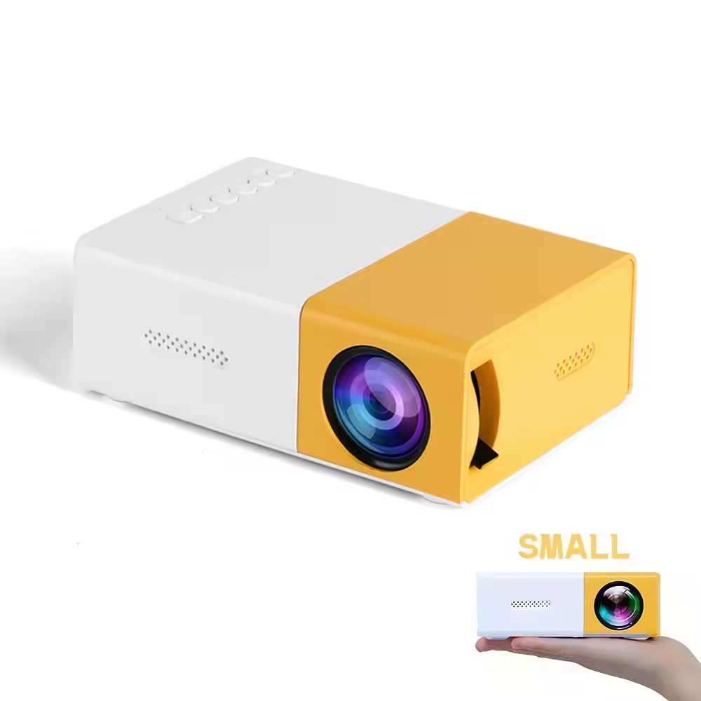 Portable LED LCD Video Projector (White & Yellow), P Concepts Mini Home & Kids Projector