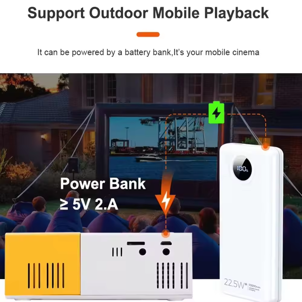 Portable LED LCD Video Projector (White & Yellow), P Concepts Mini Home & Kids Projector