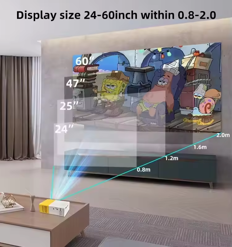 Portable LED LCD Video Projector (White & Yellow), P Concepts Mini Home & Kids Projector