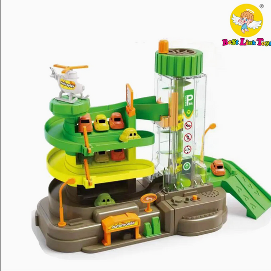 Educational Parking Tower & Dinosaur Track Puzzle Toy for Kids