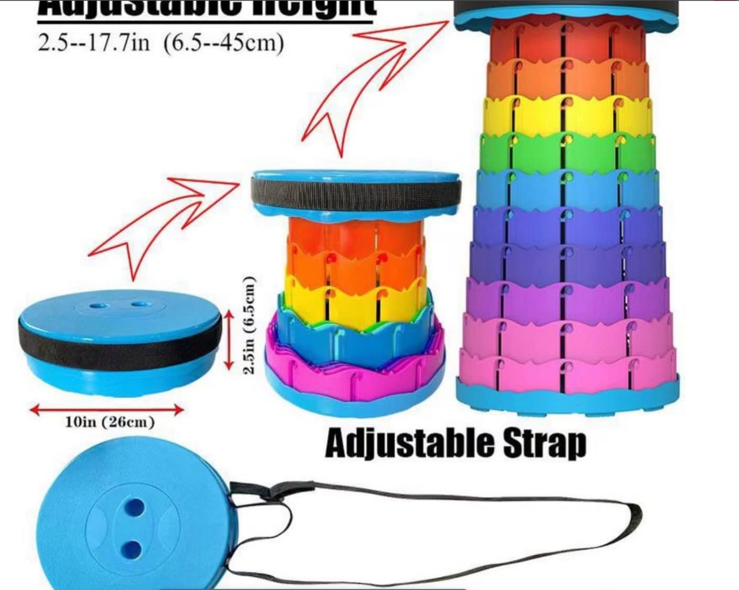 Portable Folding Stool  Telescopic Design for Easy Travel, Max Load 150kg