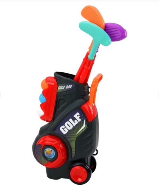 Golf Toy Set for Kids – Plastic Clubs and Portable Cart