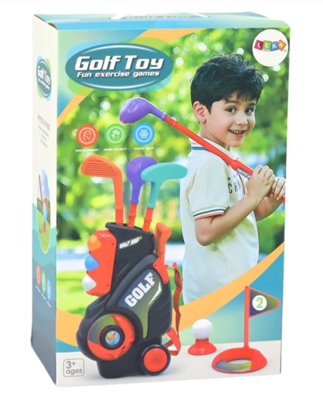 Golf Toy Set for Kids – Plastic Clubs and Portable Cart