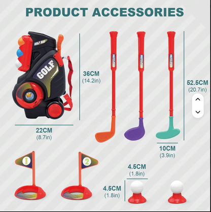 Golf Toy Set for Kids – Plastic Clubs and Portable Cart
