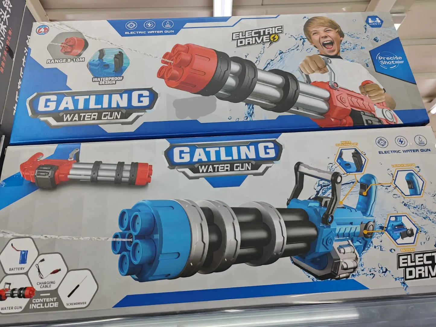 High-Power Electric Water Gun – Long Range 32ft Motorized Soaker (Blue) Toyz N Tingz