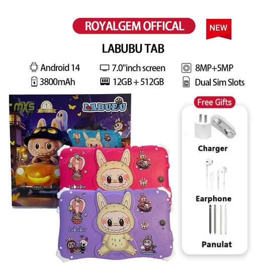 MXS LABUBU Kids Tablet – Android, 12GB+512GB, 5G/WiFi, Educational Tablet Toyz N Tingz