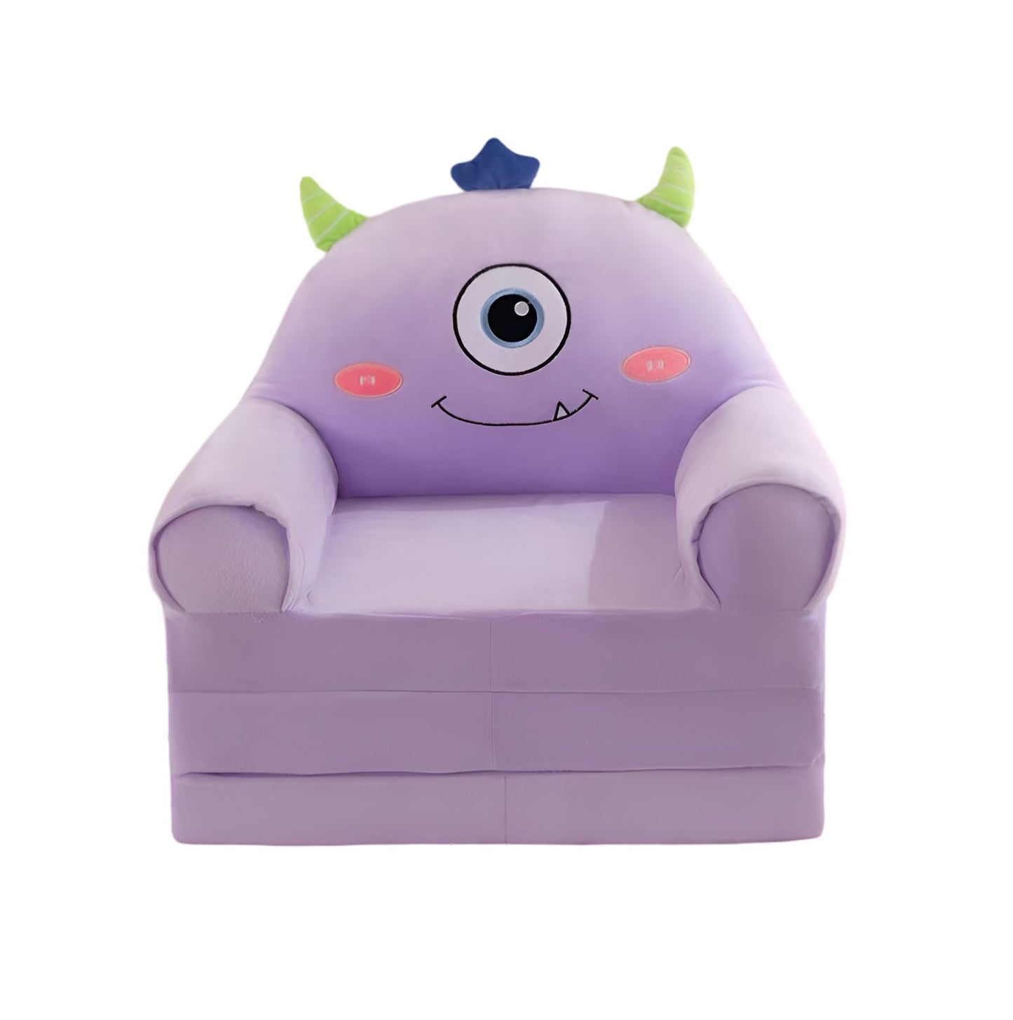 Kids Foldable Monster Sofa – Soft Plush Toddler Couch / Convertible Play Sofa