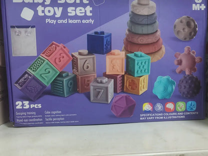 Baby 3-in-1 Montessori Set – Soft Teethers, Stacking Blocks & Sensory Balls Toyz N Tingz