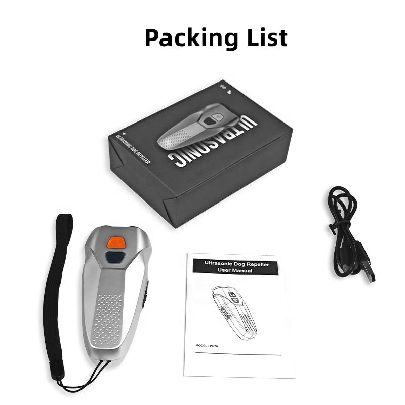 Rechargeable Anti-Barking Device for Dogs – Dual Sensor Training with LED Flashlight (Up to 10m)