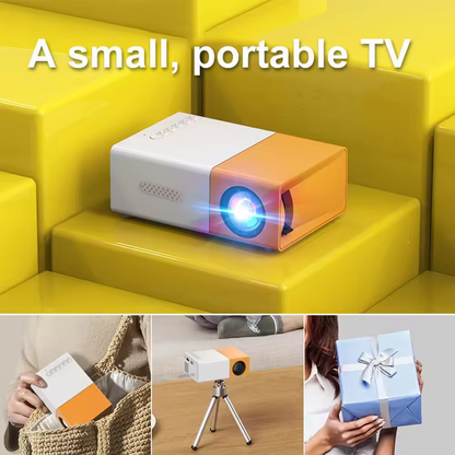 Portable LED LCD Video Projector (White & Yellow), P Concepts Mini Home & Kids Projector